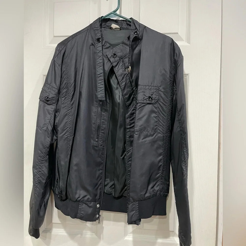 Horizon Men’s Large Vintage 80’s Black Bomber Biker Jacket Sportswear GUC Nylon